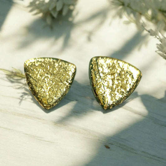 Boucles d'Oreilles triangle doré argile polymere